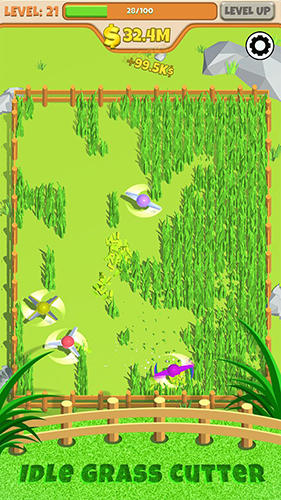 Gameplay of the Idle grass cutter for Android phone or tablet.