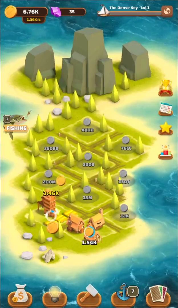 Gameplay of the Idle Islands Empire: Building Tycoon Gold Clicker for Android phone or tablet.