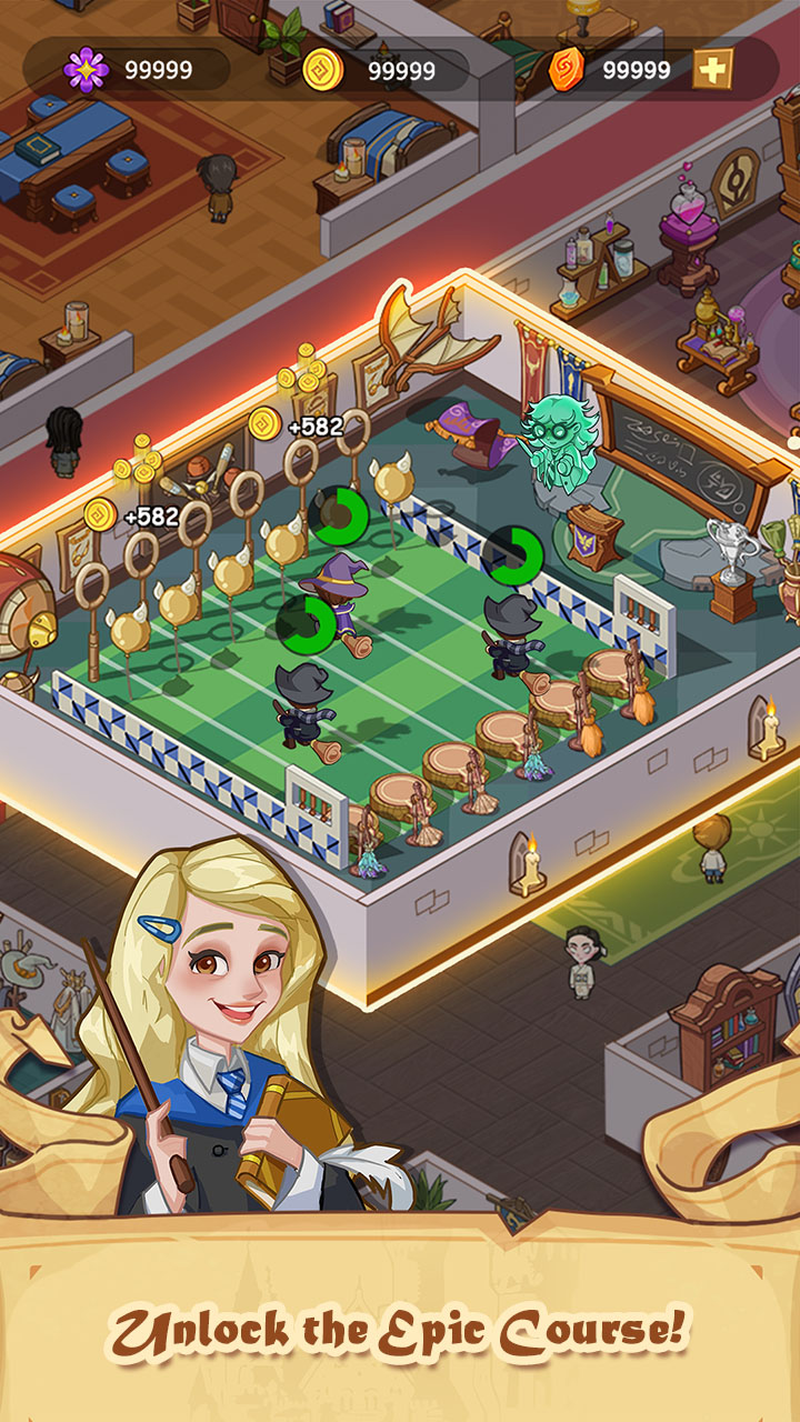 Gameplay of the Idle Magic School for Android phone or tablet.