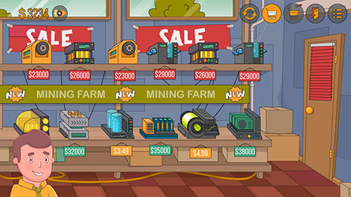 Gameplay of the Idle miner simulator: Tap tap bitcoin tycoon for Android phone or tablet.