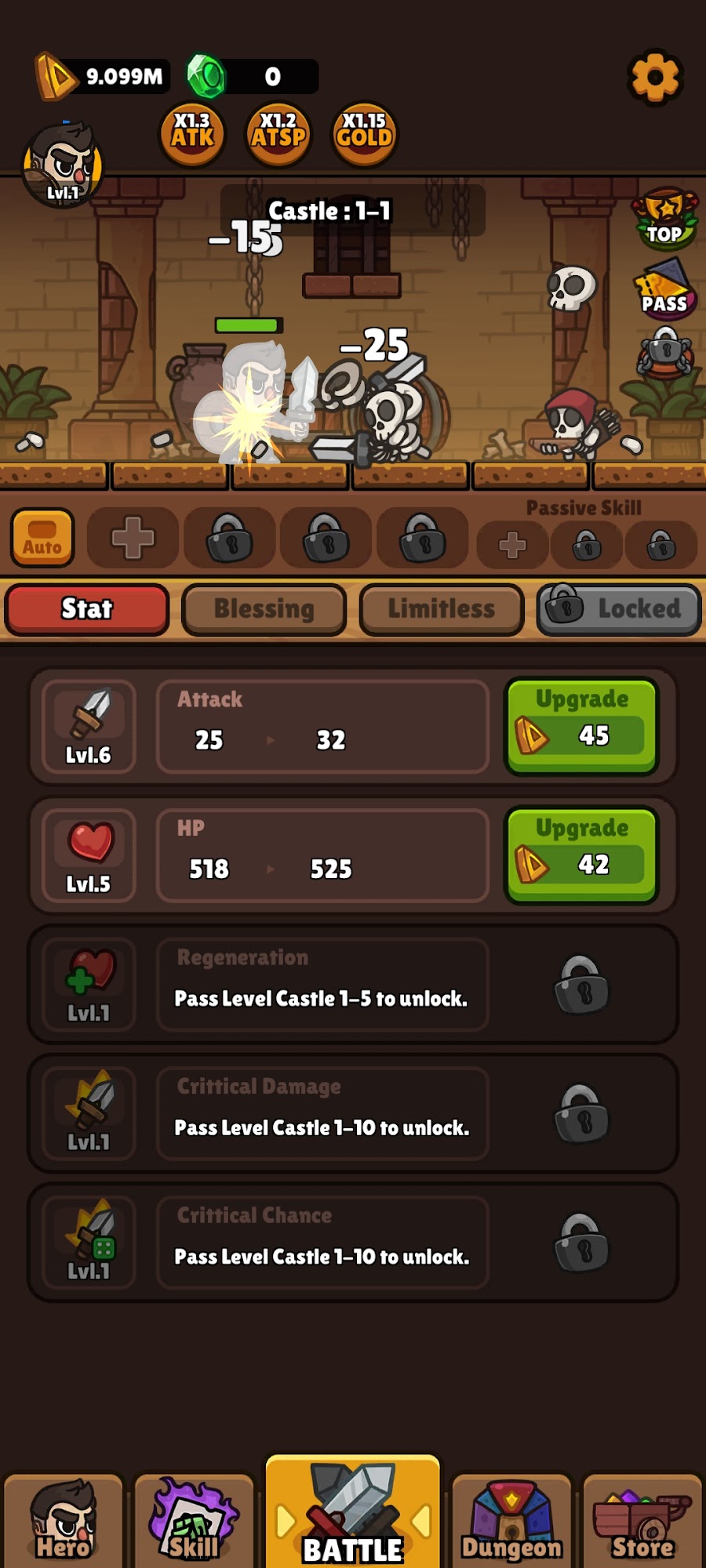 Gameplay of the Idle RPG Adventure Hero for Android phone or tablet.