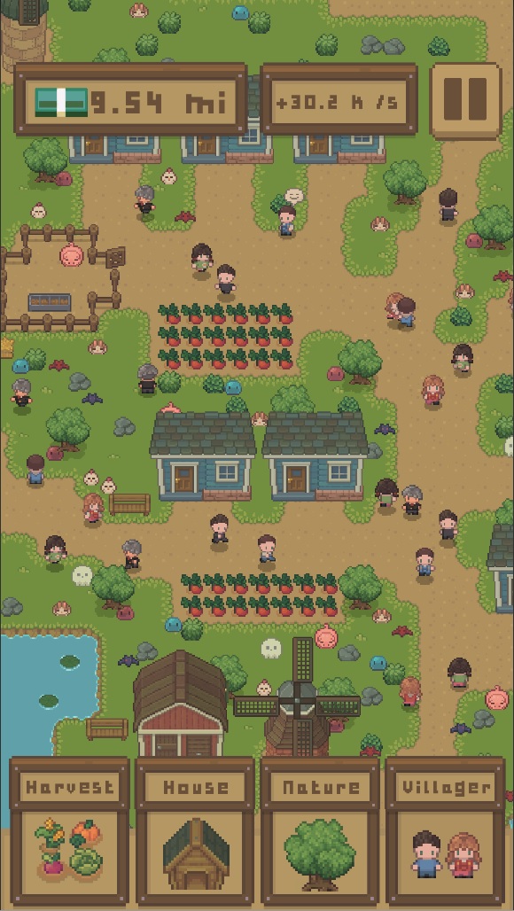 Gameplay of the Idle Village Clicker Farm for Android phone or tablet.