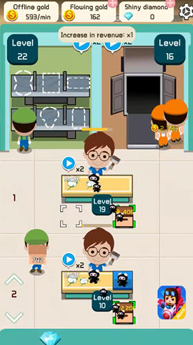 Gameplay of the Idle workshop tycoon for Android phone or tablet.