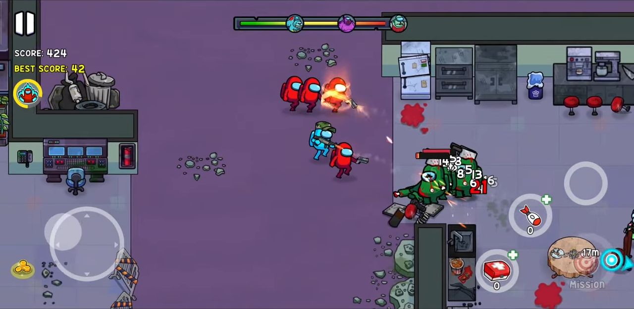 Gameplay of the Impostors vs Zombies: Survival for Android phone or tablet.