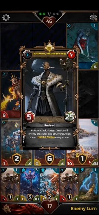 Gameplay of the Insilentium: Fantasy CCG for Android phone or tablet.