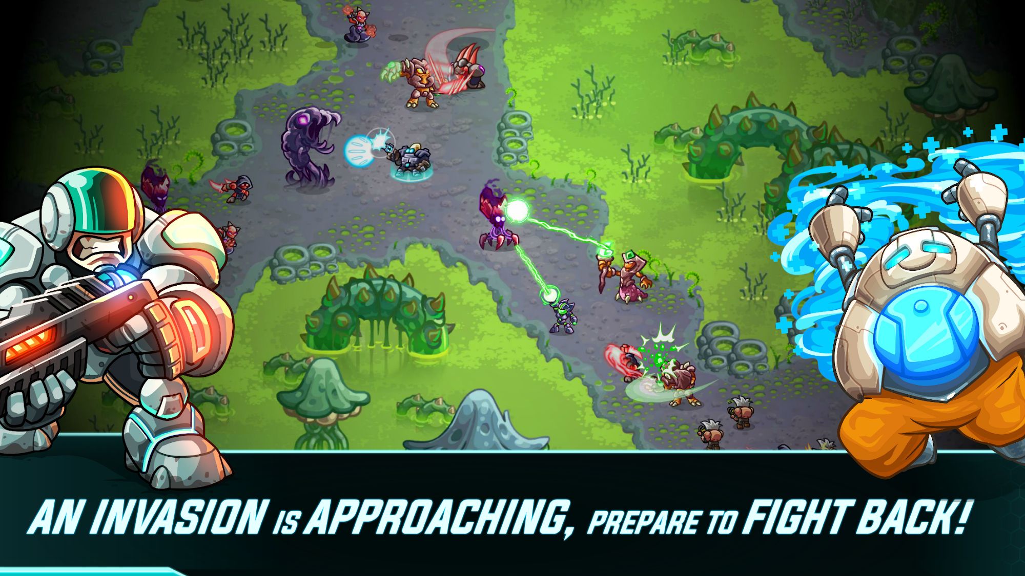 Gameplay of the Iron Marines Invasion RTS Game for Android phone or tablet.