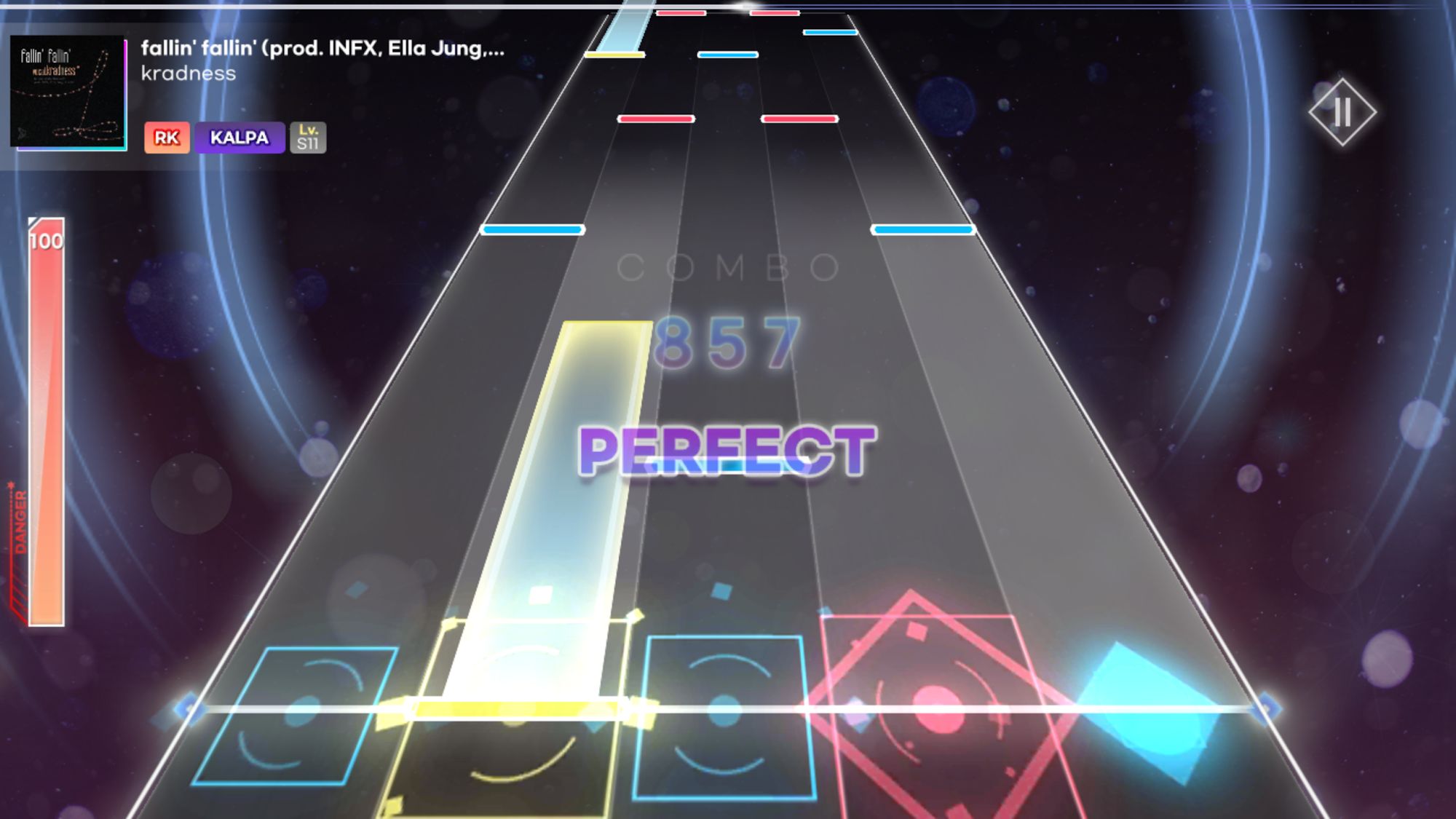 Gameplay of the KALPA - Original Rhythm Game for Android phone or tablet.
