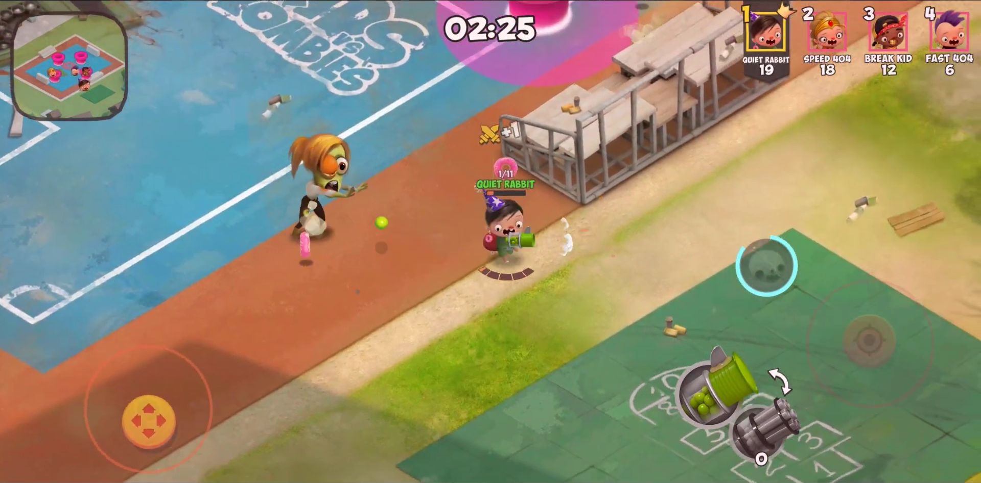 Gameplay of the Kids vs Zombies: Donuts Brawl for Android phone or tablet.