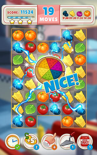 Gameplay of the Kitchen frenzy match 3 game for Android phone or tablet.