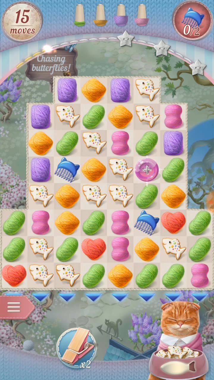Gameplay of the Knittens: Match 3 Puzzle for Android phone or tablet.