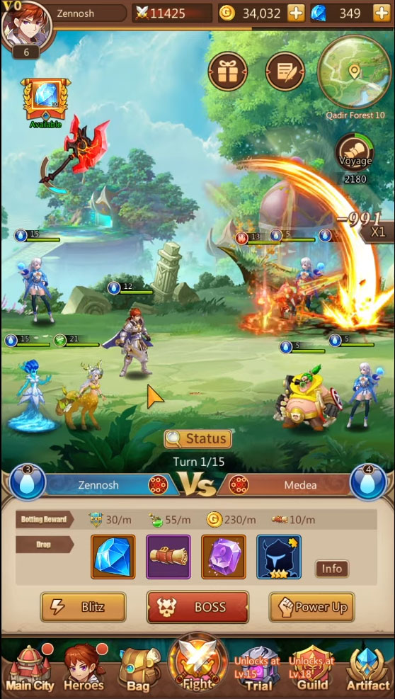 Gameplay of the League of Pantheons for Android phone or tablet.