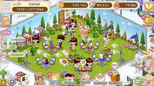Gameplay of the Line cat cafe for Android phone or tablet.