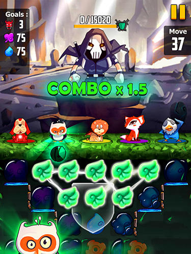 Gameplay of the Lion superheroes adventure puzzle quest for Android phone or tablet.