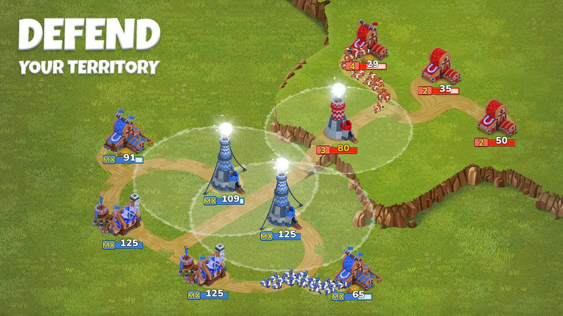 Gameplay of the Lord of Castles: Takeover RTS for Android phone or tablet.