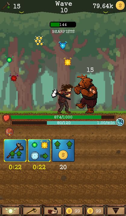Gameplay of the Lumberjack Attack! - Idle Game for Android phone or tablet.
