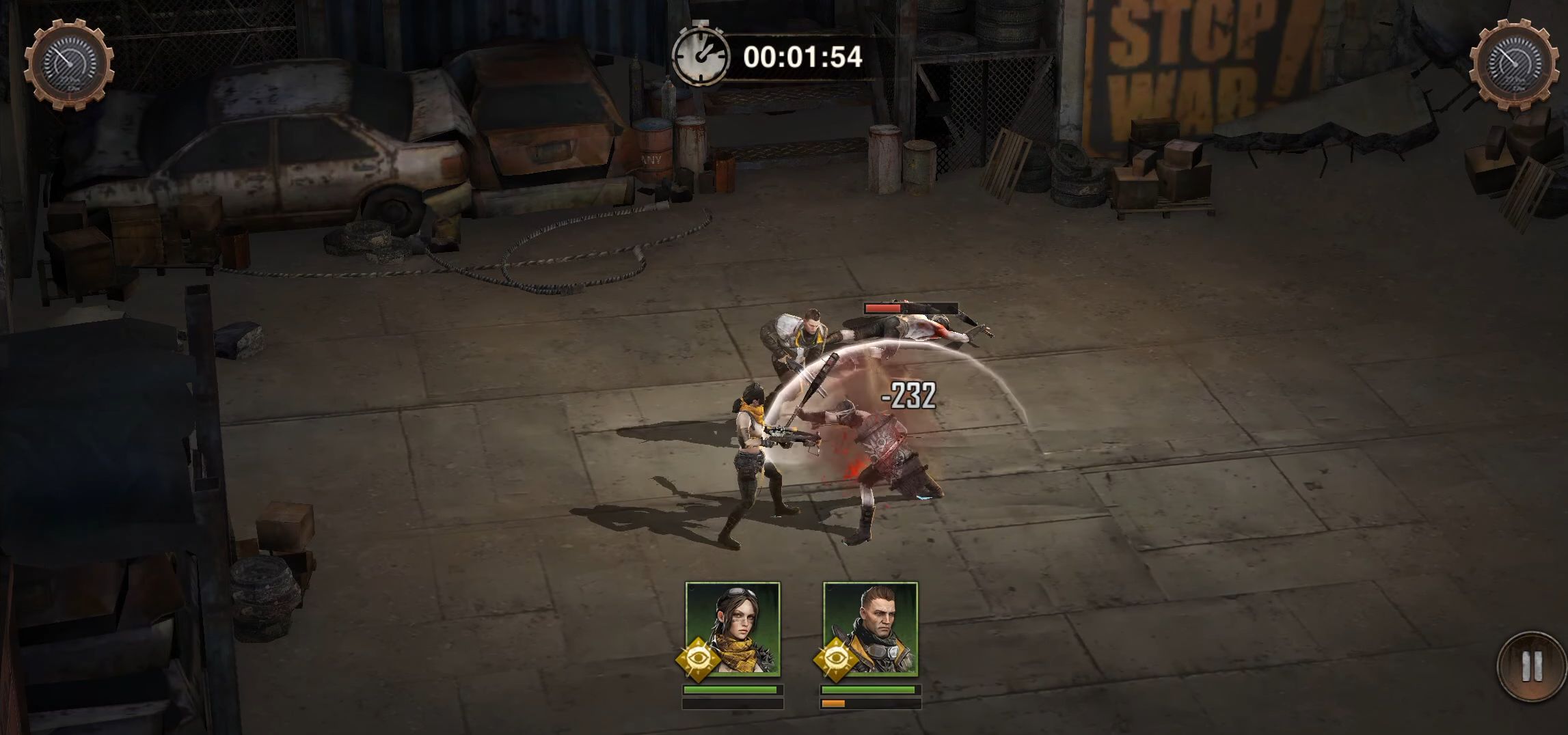 Gameplay of the Mad Survivor: Wasteland War for Android phone or tablet.