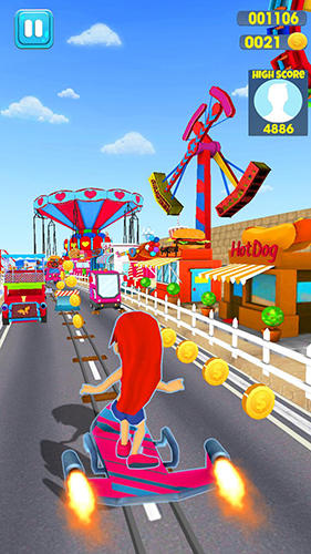 Gameplay of the Madness rush runner: Subway and theme park edition for Android phone or tablet.