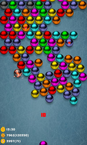 Gameplay of the Magnetic balls bubble shoot: Puzzle game for Android phone or tablet.