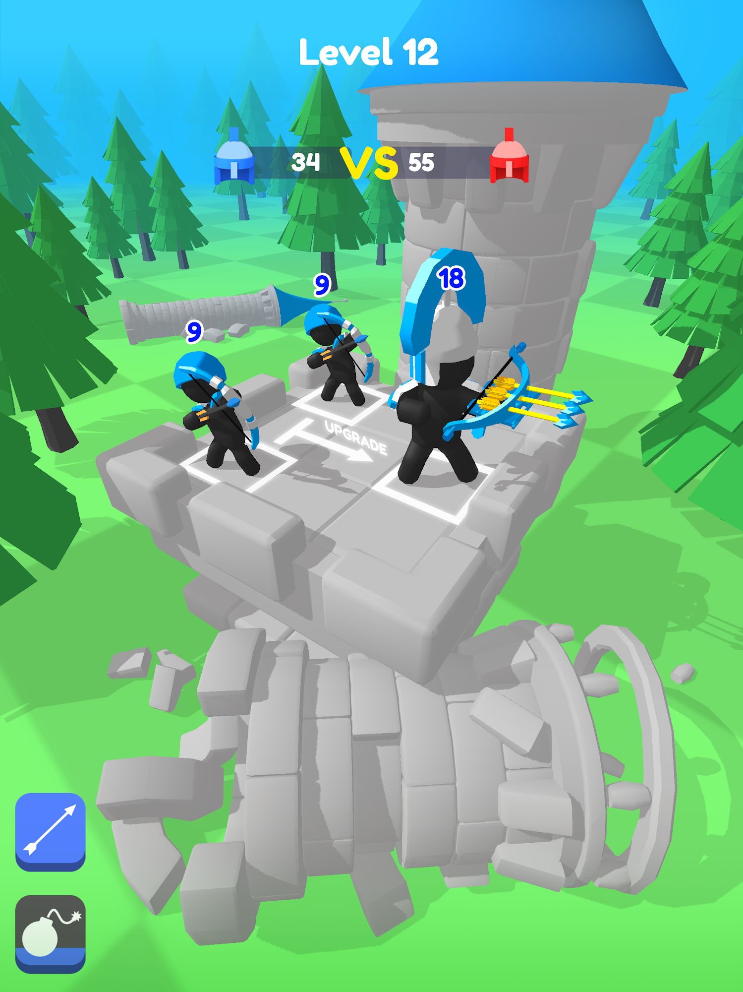 Gameplay of the Merge Archers: Bow and Arrow for Android phone or tablet.