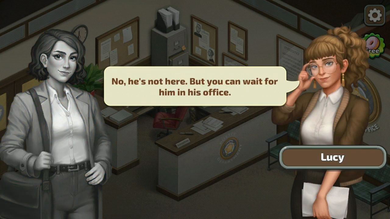 Gameplay of the Merge Detective mystery story for Android phone or tablet.