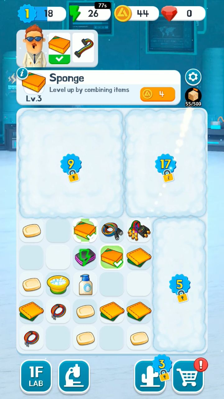 Gameplay of the MERGE LAB for Android phone or tablet.