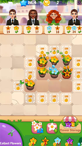 Gameplay of the Merge plants: Flower shop store simulator for Android phone or tablet.
