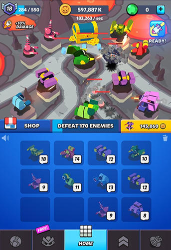 Gameplay of the Merge tower bots for Android phone or tablet.