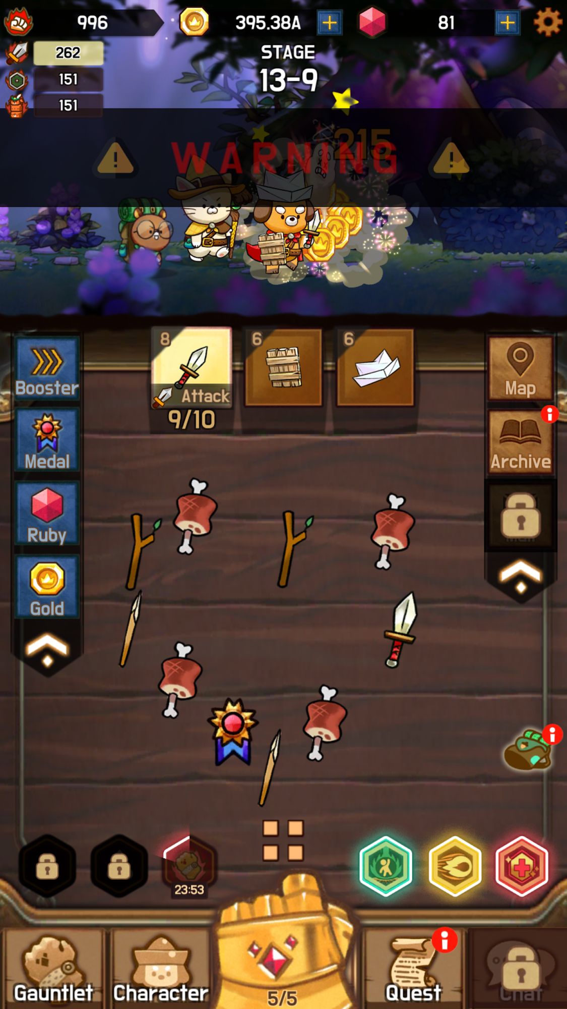 Gameplay of the MERGE TRIO : afk adventure RPG for Android phone or tablet.