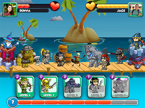 Gameplay of the Mighty heroes battle: Strategy card game for Android phone or tablet.