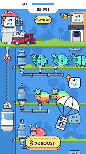 Gameplay of the Milk factory for Android phone or tablet.