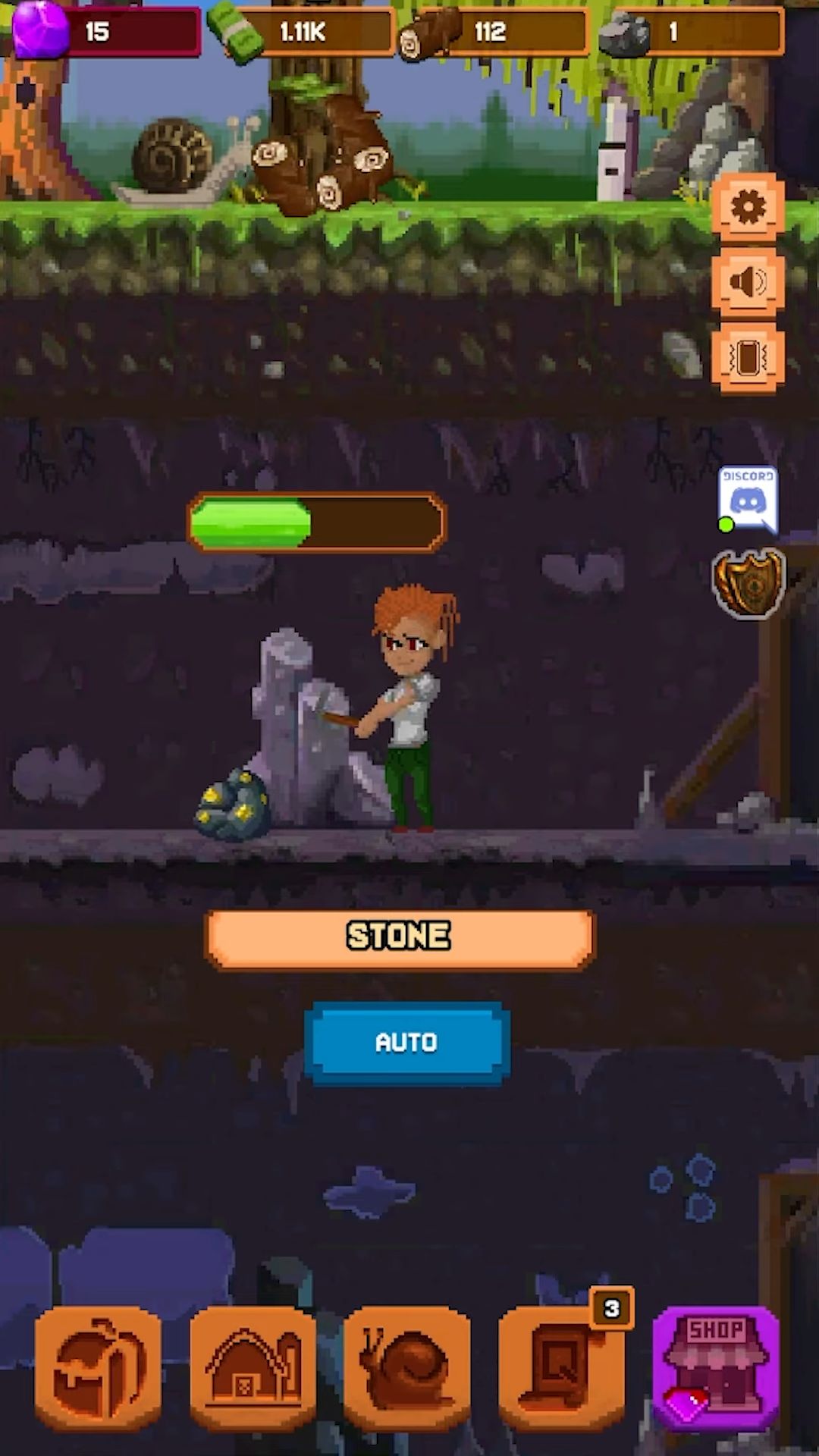Gameplay of the Miners Settlement: Idle RPG for Android phone or tablet.