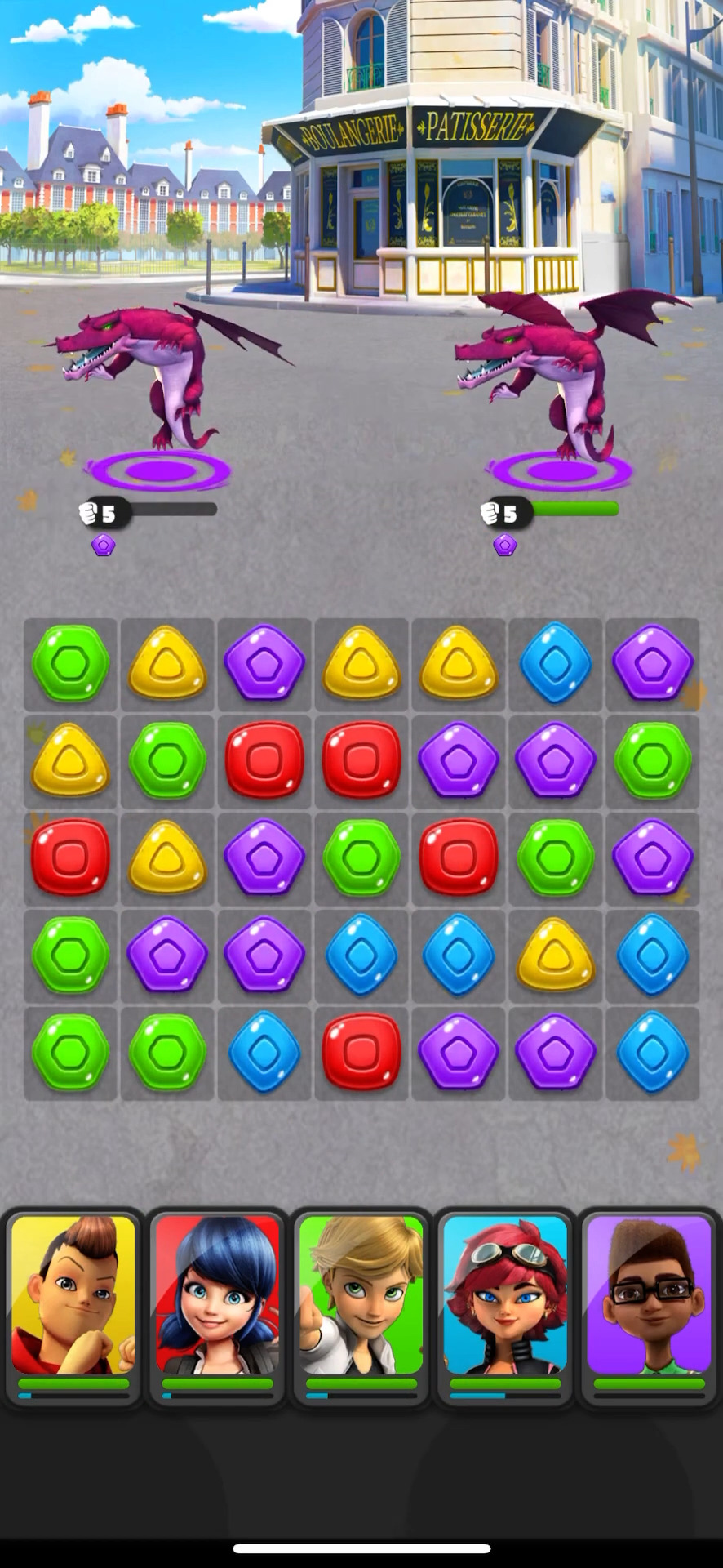 Gameplay of the Miraculous Puzzle Hero Match 3 for Android phone or tablet.