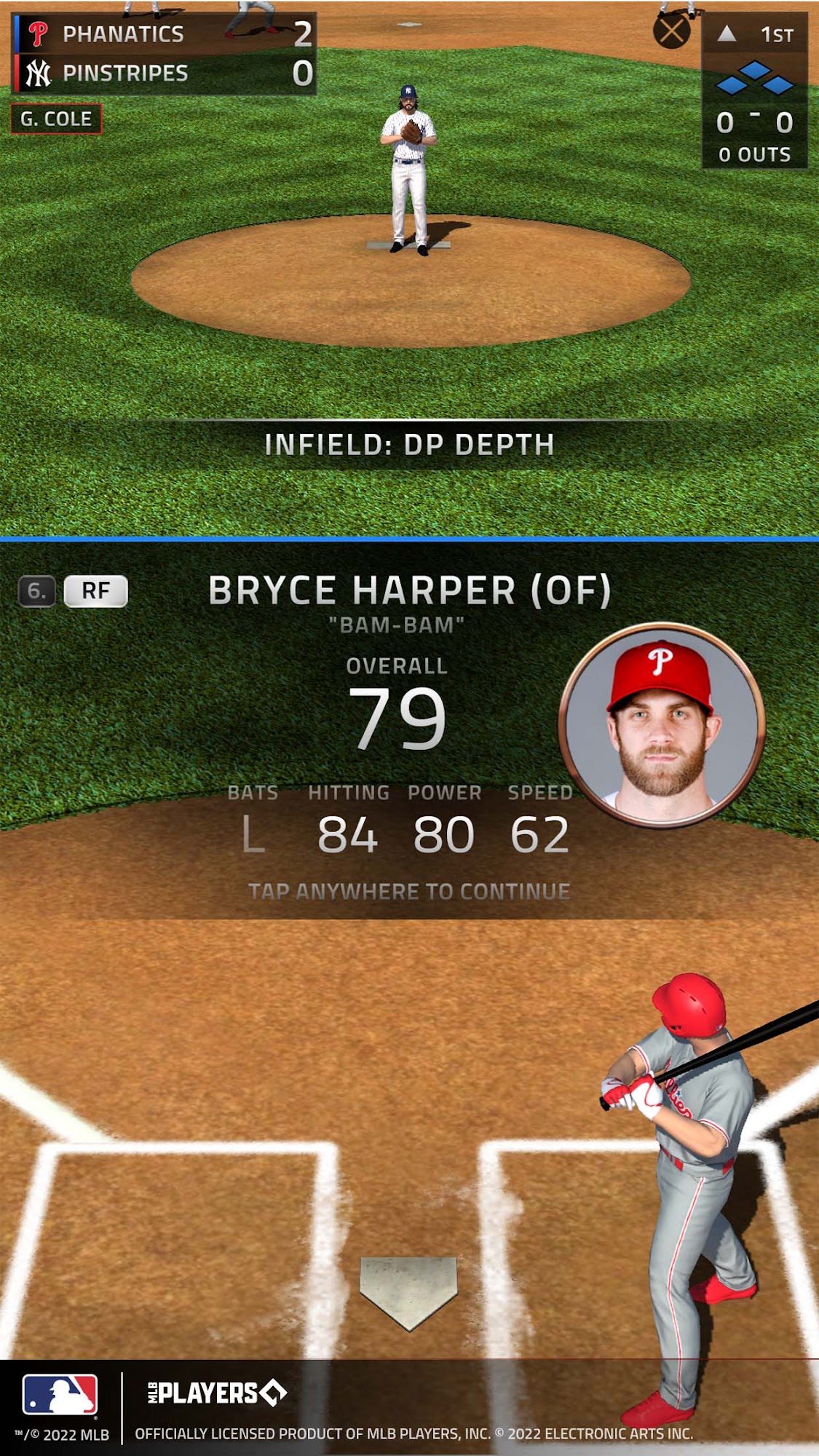 Gameplay of the MLB Tap Sports™ Baseball 2022 for Android phone or tablet.