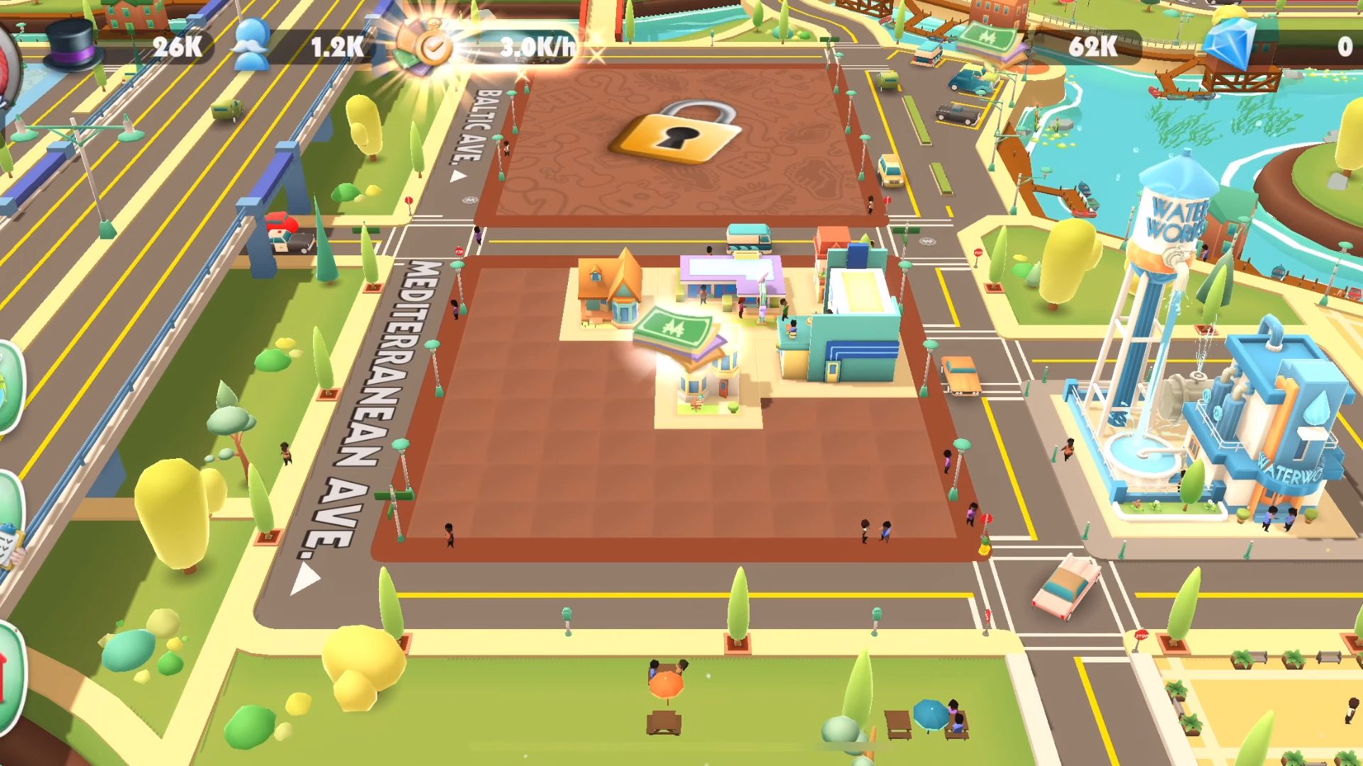 Gameplay of the MONOPOLY Tycoon for Android phone or tablet.