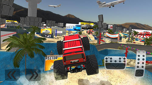 Gameplay of the Monster truck XT airport derby for Android phone or tablet.