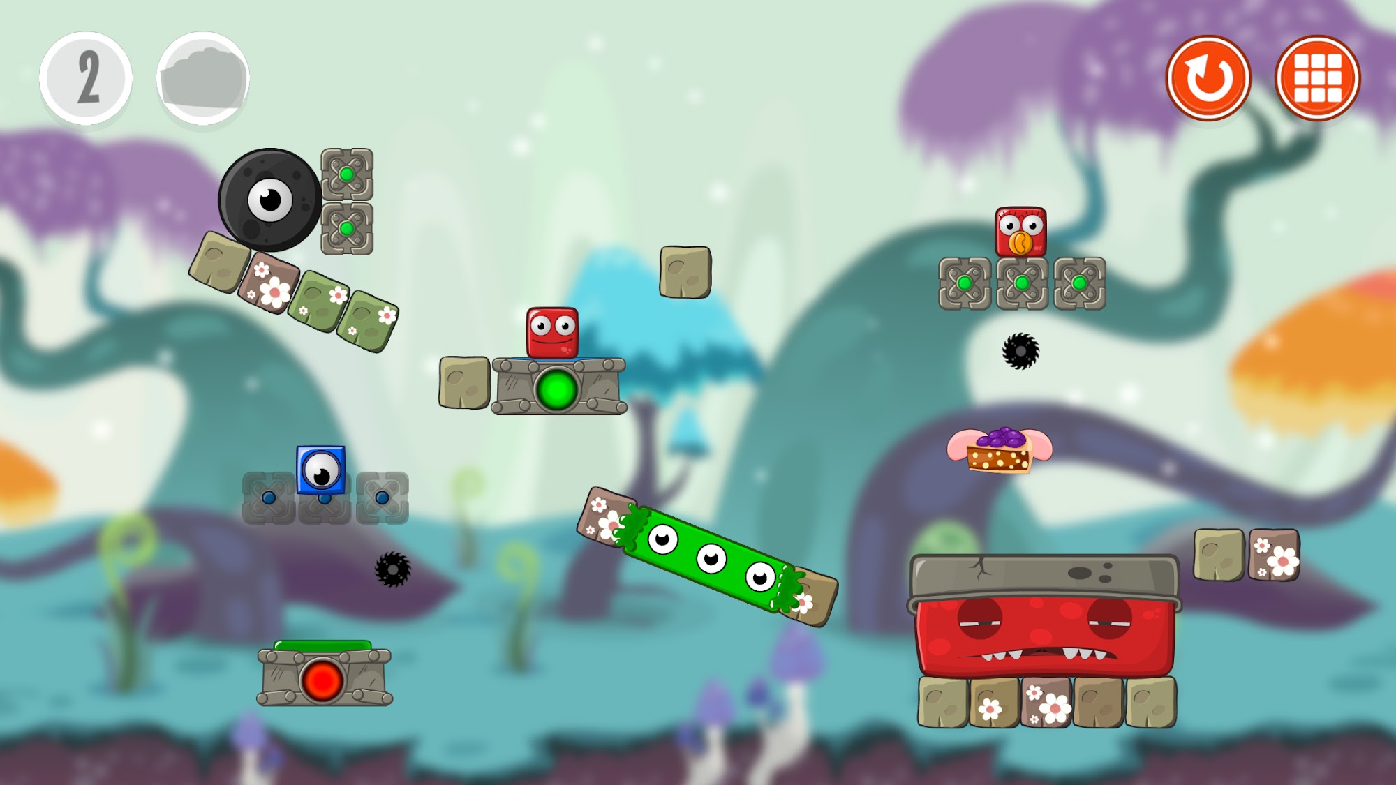 Gameplay of the Monsterland 2. Physics puzzle game for Android phone or tablet.