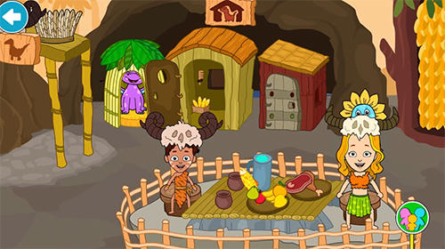 Gameplay of the My stone age town: Jurassic caveman games for kids for Android phone or tablet.