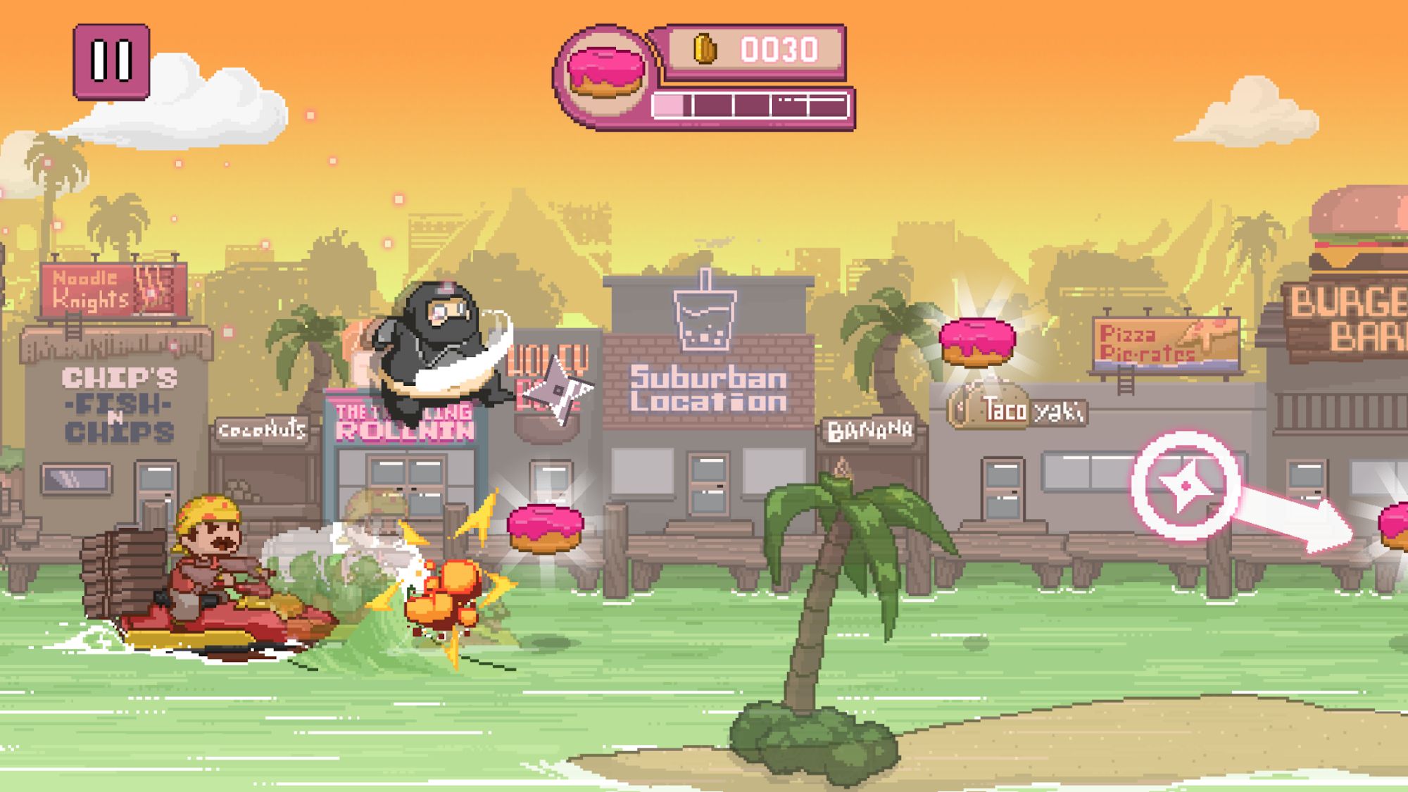 Gameplay of the Ninja Chowdown for Android phone or tablet.