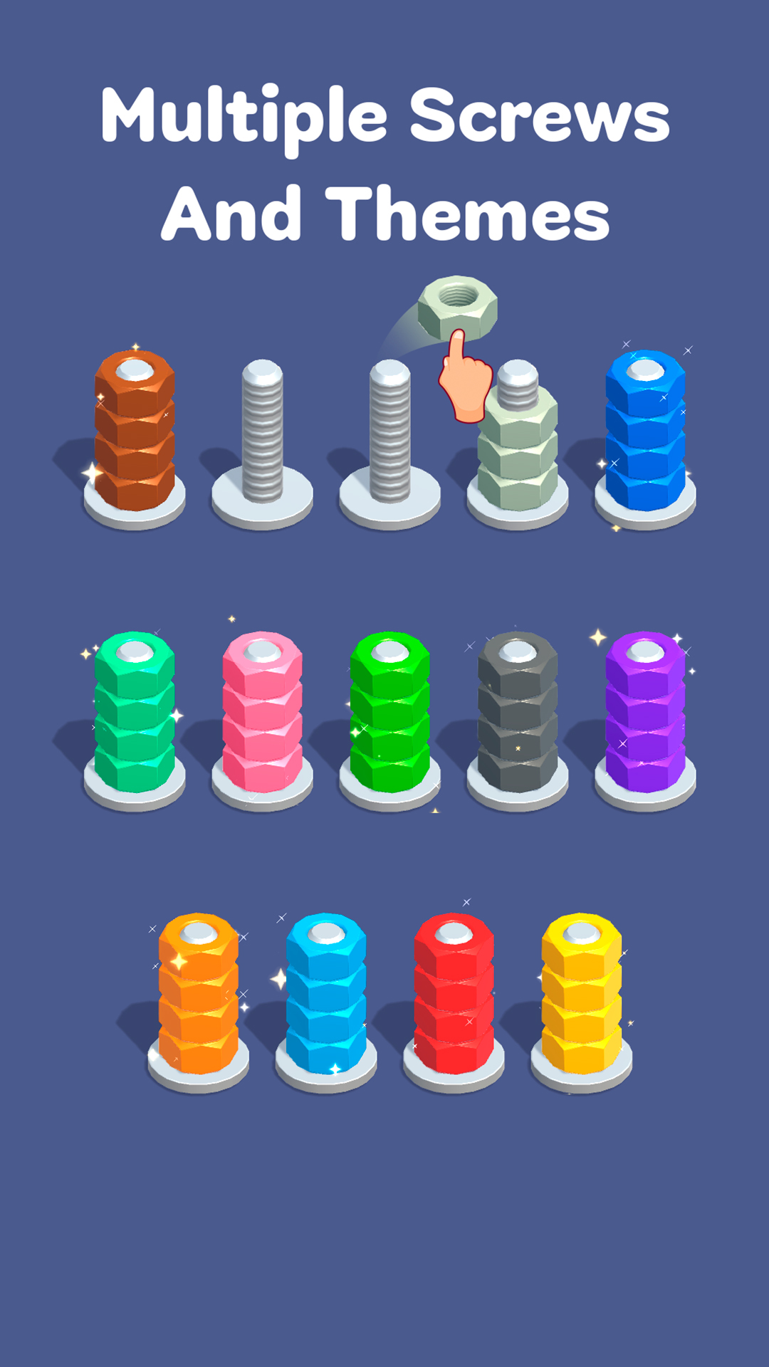 Gameplay of the Nuts & Bolts, Color Screw Sort for Android phone or tablet.