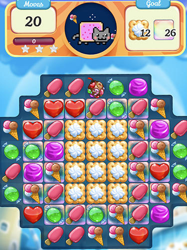 Gameplay of the Nyan cat: Candy match for Android phone or tablet.