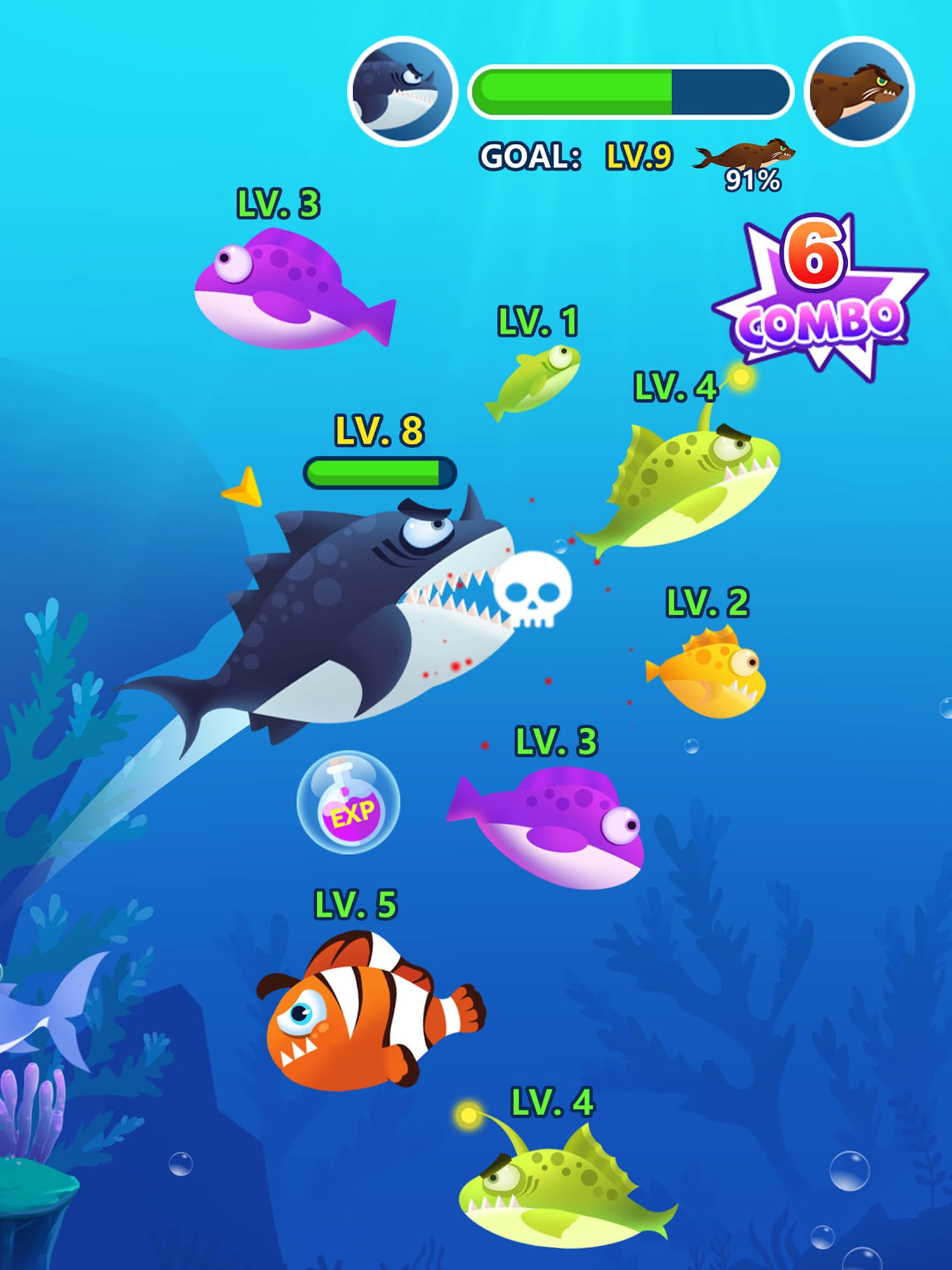 Gameplay of the Ocean Domination - Fish.IO for Android phone or tablet.