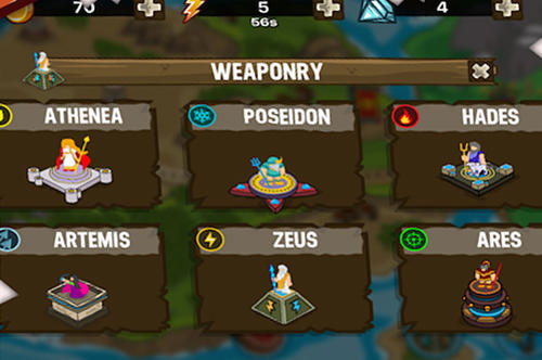 Gameplay of the Olympus defense: God Zeus TD for Android phone or tablet.