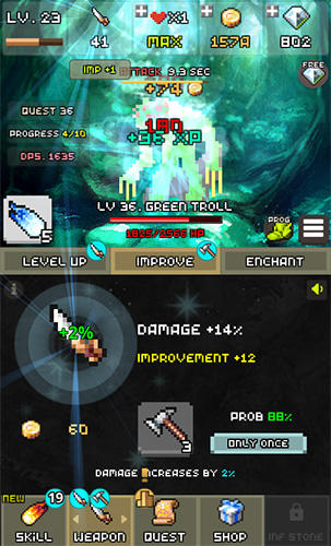 Gameplay of the One combo sword: Grow your sword for Android phone or tablet.