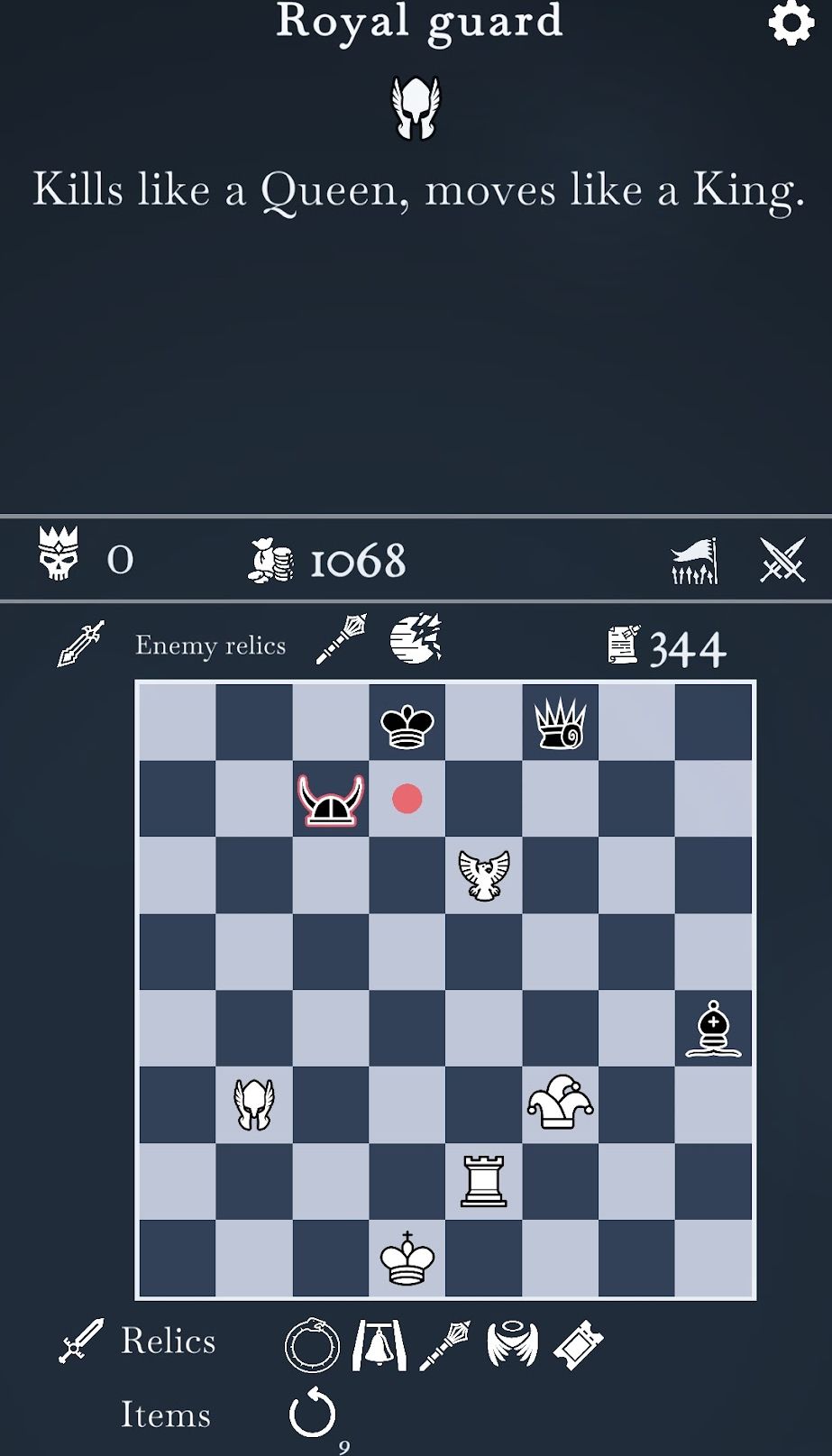 Gameplay of the Ouroboros King Chess Roguelike for Android phone or tablet.