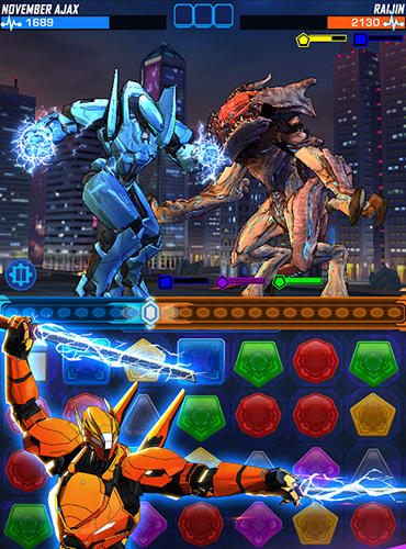 Gameplay of the Pacific rim breach wars: Robot puzzle action RPG for Android phone or tablet.