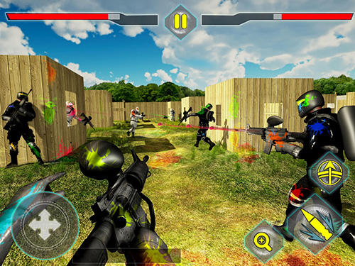 Gameplay of the Paintball shooting arena: Real battle field combat for Android phone or tablet.