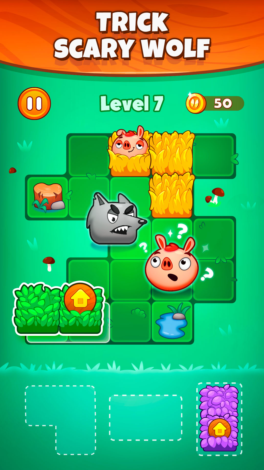Gameplay of the Pigs and Wolf - Block Puzzle for Android phone or tablet.