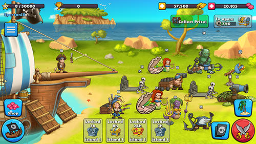 Gameplay of the Pirate brawl: Strategy at sea for Android phone or tablet.