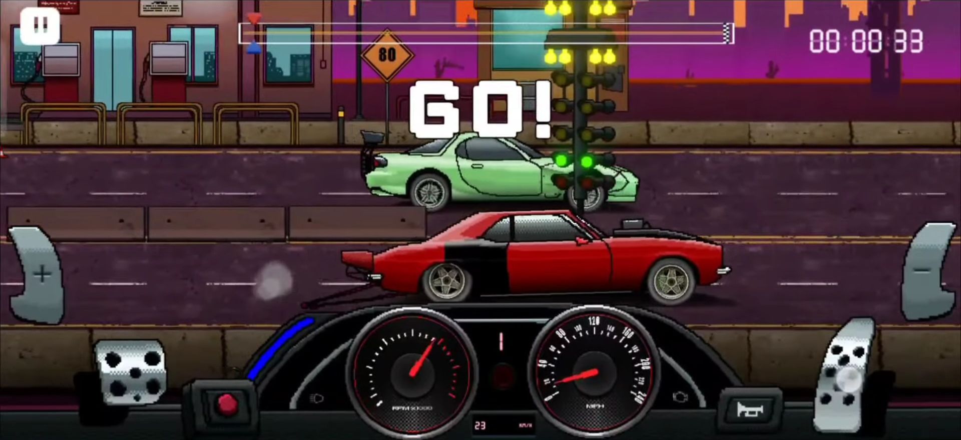 Gameplay of the Pixel X Racer for Android phone or tablet.