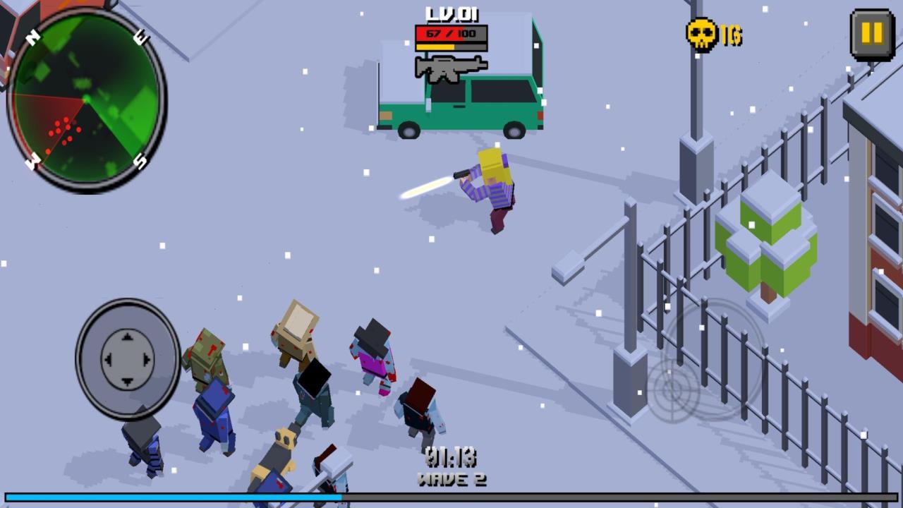 Gameplay of the Pixel Zombie Frontier for Android phone or tablet.